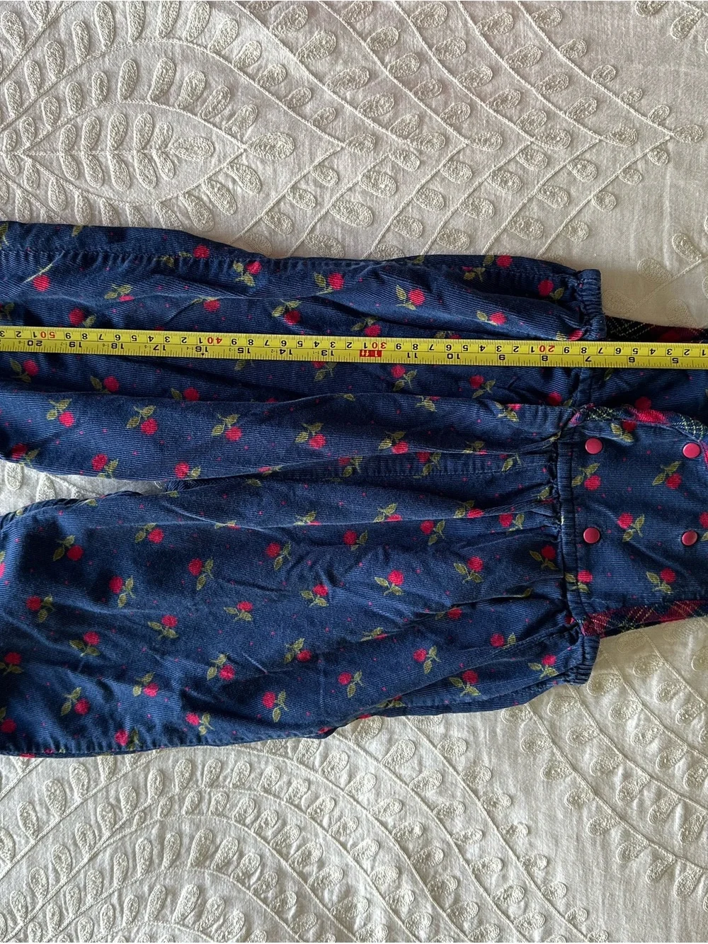Vintage Gymboree Rainbow Tag Girls Navy Red Floral Plaid Overalls Romper